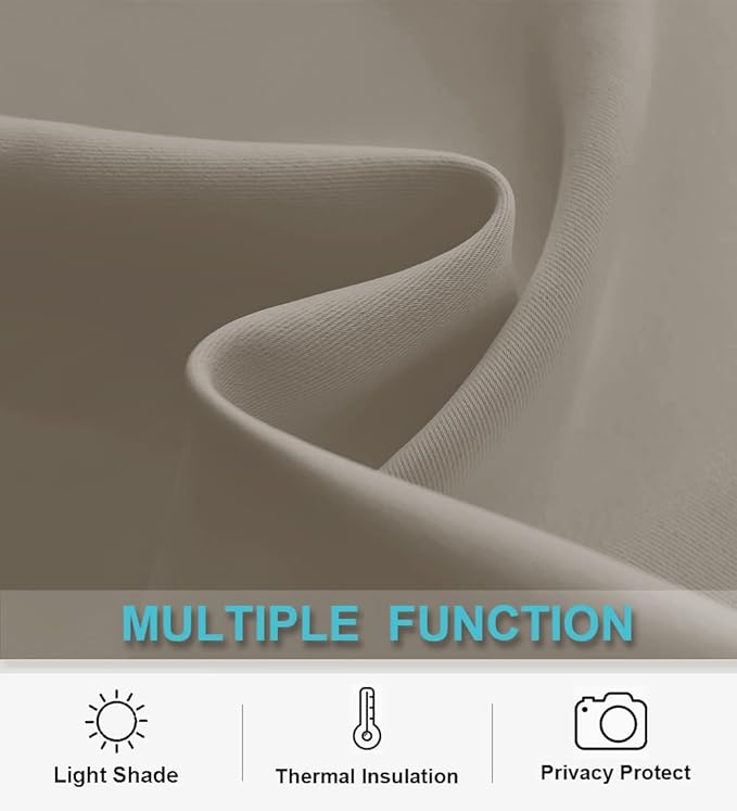 RYB HOME Blackout Curtains for Bedroom 84 inches Long 2 Panels Set, Privacy Thermal Insultaed Sunlignt Heat Blocking Drapes for Nursery Rental Room, Width 42 by Length 84, Sand
