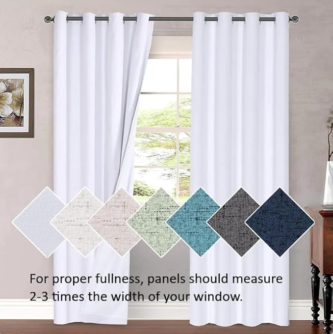 H.VERSAILTEX Patio White Curtains for Sliding Door Extral Wide Curtain Panels Thermal Insulated Room Divider - Grommet Top, 9' Tall by 8.5' Wide, W100 x L108, Pure White