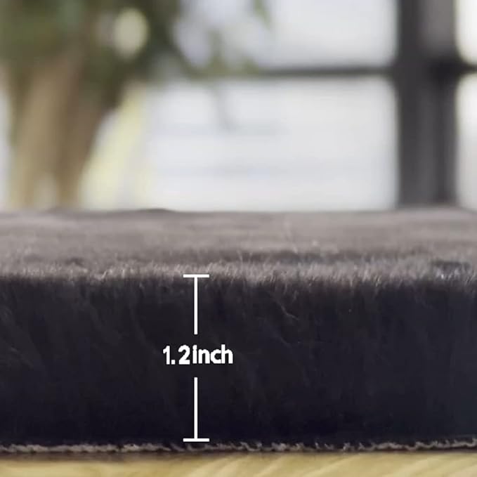 ORINOVA Black Fluffy Living Room Furry Rugs for Living Room Washable Shaggy Area Rugs for Bedroom 4x6 Rug for Nursery Decor