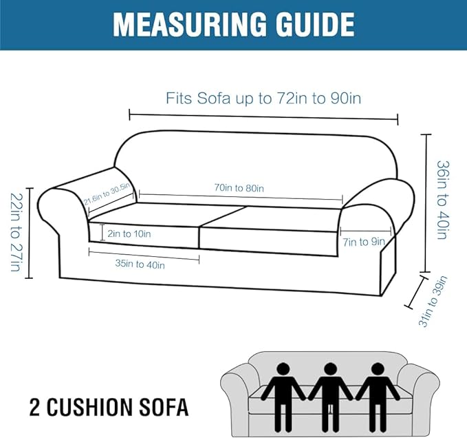 H.VERSAILTEX Real Velvet Plush 3 Piece Stretch Sofa Covers Couch Covers for 2 Cushion Couch Sofa Slipcovers Width Up to 90 Inch Thick Soft Stay in Place (Large Sofa, Caramel)
