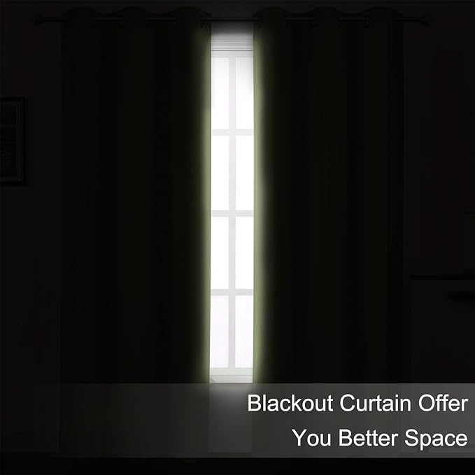 LEMOMO Blackout Curtains 66 x 72 Inch Long Sage Green Curtains Set of 2 Panels Room Darkening Curtains for Bedroom and Living Room