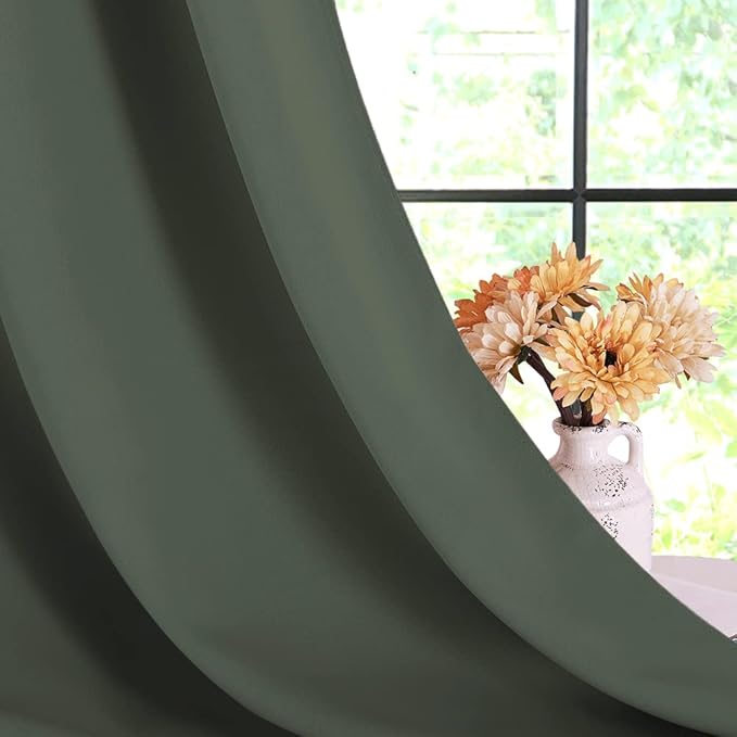 NICETOWN Thermal Insulated Dark Mallard Blackout Curtains for Bedroom, Window Treatment Solid Grommet Room Darkening Drape Panels for Bedroom (Set of 2, 70 by 63 inches Long)