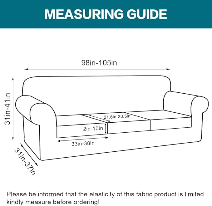 Turquoize 4 Piece Sofa Covers for 3 Cushion Couch Sofa Slipcover Soft Couch Cover for Dogs-Washable Sofa Furniture Covers with 3 Individual Large Cushion Covers, Feature Thick Fabric (XL Sofa, Sand)