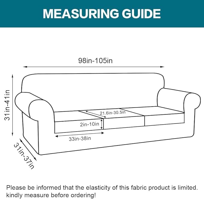 Turquoize 4 Piece Sofa Covers for 3 Cushion Couch Sofa Slipcover Soft Couch Cover for Dogs-Washable Sofa Furniture Covers with 3 Individual Large Cushion Covers (XL Sofa, Burnt Brick)