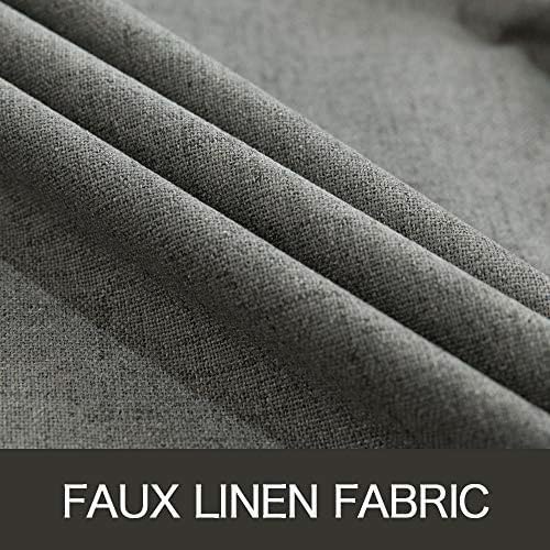 MIULEE Linen Blackout Curtains and Drapes 100% Room Darken Thermal Insulated Grommet Window Panels with Coating 2 PCs W 42 x L 63 inches Dark Grey