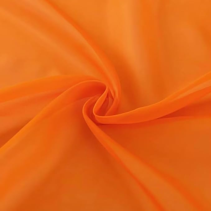 SpaceDresser Basic Rod Pocket Sheer Voile Window Curtain Panels Orange 2 Panels 52 Width 54 Inch Long for Kitchen Bedroom Children Living Room Yard(Orange,52 W x 54 L)