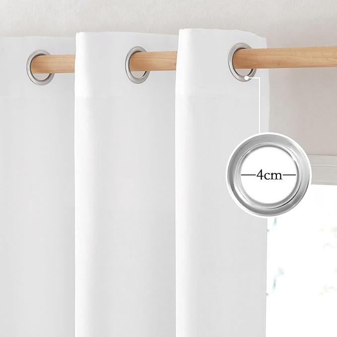 NICETOWN White Linen Curtains 72 inches Long, Grommet Privacy Window Treatments Linen Blend with Light Penetration Rustic & Casual for Bedroom/Living Room, W42 x L72, 2 Panels