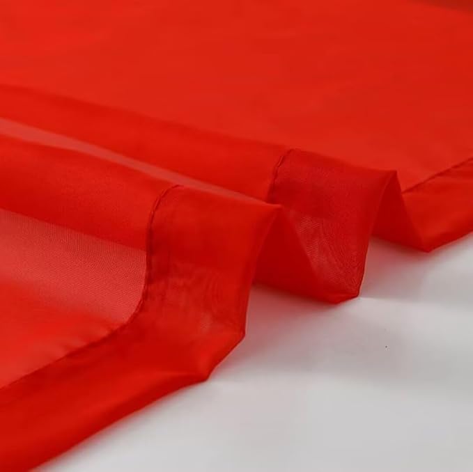 SpaceDresser Sheer Voile Window Treatment Rod Pocket Curtain Panels for Kitchen Bedroom Living Room Drapes Sunlight Filtering Privacy Semi Home Decor Assorted (Red, 52 W x 54 L)