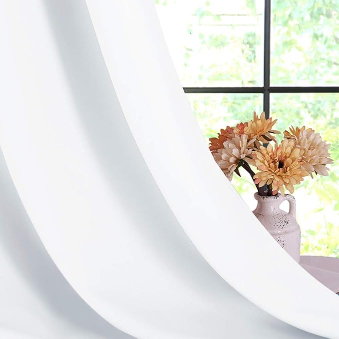 NICETOWN 50% Light Blocking Curtain Panels for Bedroom, Home Decoration Easy Care Grommet Draperies/Drapes, Window Covering for Kitchen (2 Panels, 70 by 84, White)