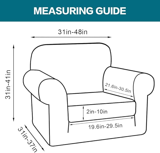Turquoize 2 Piece Chair Covers Chair Slipcovers for Living Room Armchair Couch Cover Chair Sofa Cover with Individual Cushion Covers Furniture Cover for Chairs Feature Jacquard Fabric (Chair, Rust)
