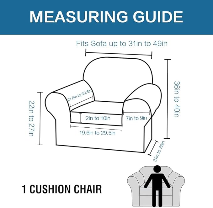 H.VERSAILTEX Rich Polyester and Spandex 2 Piece Cover Chair Slipcover Sofa Cover Furniture Protector Couch Soft with Elastic Bottom Chair Couch Cover with Arms, Machine Washable(Chair, Rust)