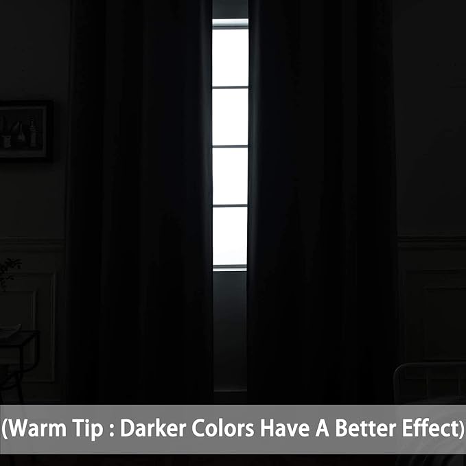 Yakamok Dark Green Blackout Curtains for Bedroom, Light Blocking Window Treatment Drapes Solid Grommet Top Curtains for Living Room,42W x 84L,2 Panels