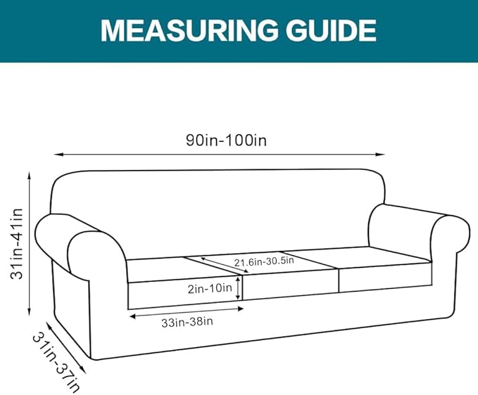 Turquoize 4 Piece Sofa Covers for 3 Cushion Couch Sofa Slipcover Soft Couch Cover for Dogs Washable Furniture Cover with 3 Individual Large Cushion Covers Feature Fabric (Large Sofa, Macchiato)