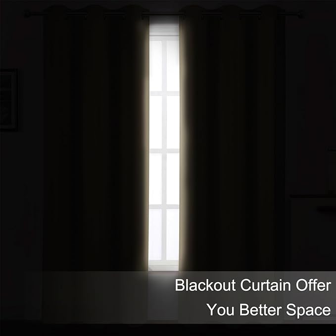 LEMOMO Blackout Curtains 52 x 120 Inch Long Beige Curtains Set of 2 Panels Room Darkening Curtains for Bedroom and Living Room