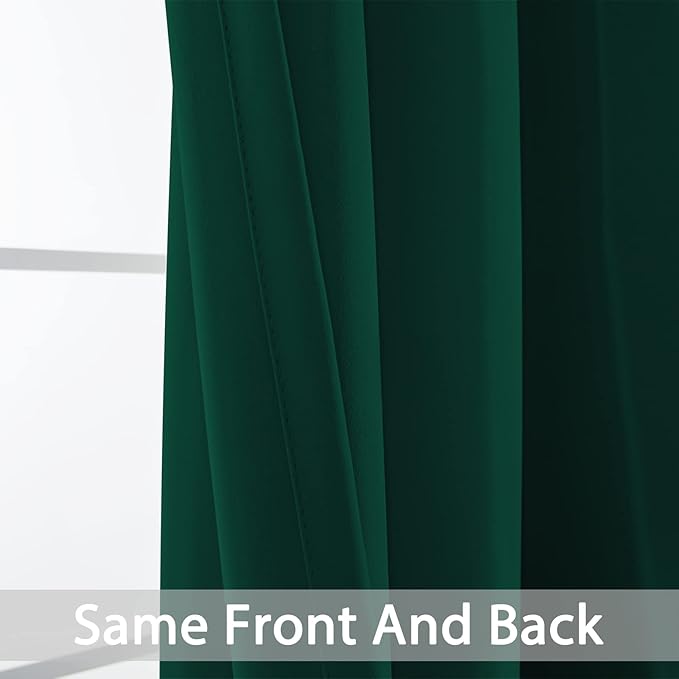 Yakamok Blackout Curtains Room Darkening Thermal Insulated Window Panels,Solid Grommet Top Drapes for Bedroom/Living Room(70Wx84L, Dark Green, 2 Panels)