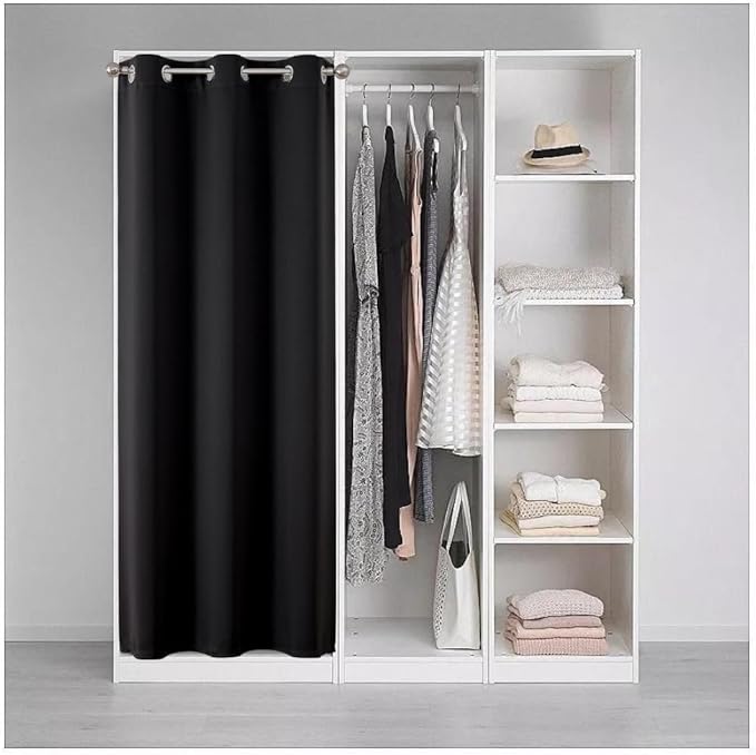 Joydeco Blackout Door Curtain for Doorway Privacy 80 Inches Long, Grommet Closet Curtain for Open Closet, Room Divider for Bedroom Living Room (Black, 32Wx80L, 1 Panel)