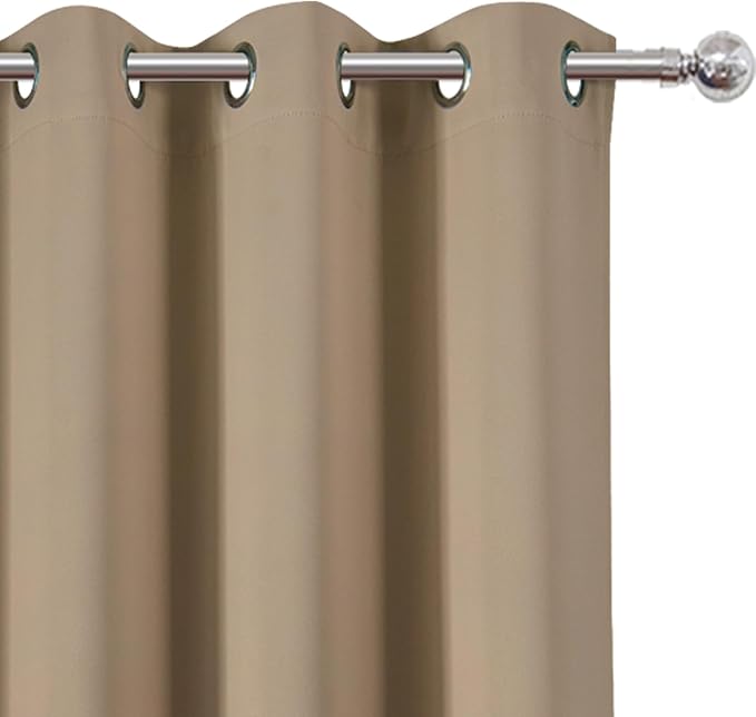 LEMOMO Blackout Curtains 42 x 63 inch/Natural Curtains Set of 2 Panels/Thermal Insulated Room Darkening Bedroom Curtains