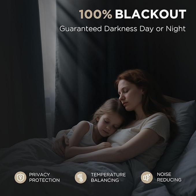 Joydeco Blackout Curtains for Bedroom - 100% Light Blocking 2 Panels Sky Blue Drapes 66" W x 108" L, Thermal Insulated Room Darkening Curtains, Linen Textured for Living Room, Rod Pocket & Back Tabs