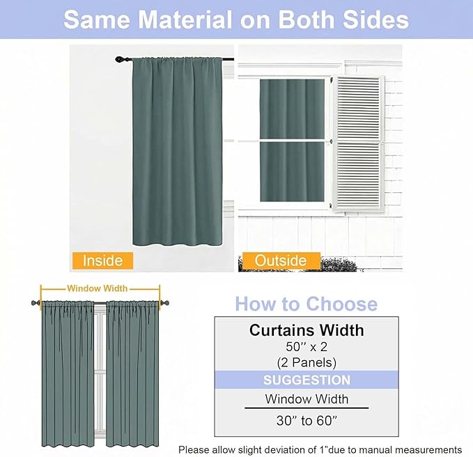Simplebrand Blackout Extra 10ft Curtains for Patio 120 Inches Long 2 Panels Set, Solid Thermal Insulated Energy Saving Rod Pocket Window Treatment Curtains Blackout Drapes, 50" Wx120 L, Dark Green