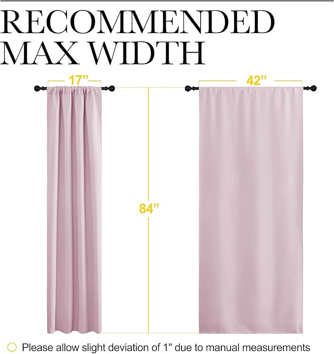 NICETOWN Living Room Blackout Curtains - Nursery Essential Thermal Insulated Solid Rod Pocket Blackout Panels/Drapes (Lavender Pink=Baby Pink, 1 Pair, 42 x 84 Inch)
