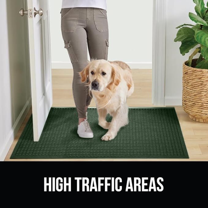 GORILLA GRIP® Ultra Absorbent Front Door Mat Outside Entrance, 35x23, Traps Dirt and Moisture, HydroABSORB Indoor Outdoor Doormat Holds Up to 5.7 Cups Water, Stain and Fade Resistant Welcome Mat Green