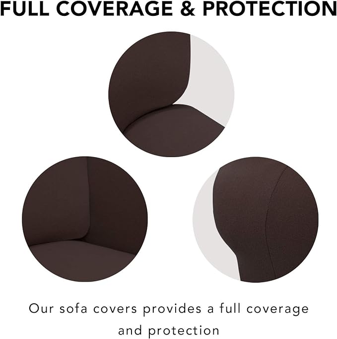 PureFit Super Stretch Chair Sofa Slipcover – Spandex Non Slip Soft Couch Sofa Cover, Washable Furniture Protector with Non Skid Foam and Elastic Bottom for Kids, Pets （Chair, Chocolate）