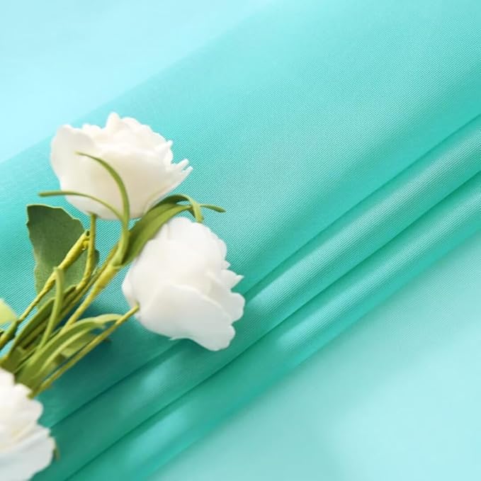 SpaceDresser Sheer Voile Window Treatment Rod Pocket Curtain Panels for Kitchen Bedroom Living Room Drapes Sunlight Filtering Privacy Semi Home Decor Assorted Colors Sizes (Turquoise, 52 W x 90 L)