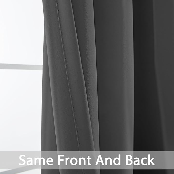Yakamok 84 Inch Long Blackout Curtains for Bedroom, Thermal Insulated Room Darkening Curtains, Light Blocking Blackout Drapes for Living Room- 2 Panels,62x84 Inch, Charcoal Grey