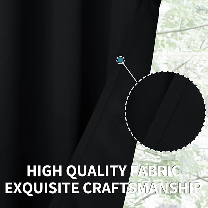 BGment Blackout Curtains for Living Room - Grommet Thermal Insulated Room Darkening Curtains for Bedroom, Set of 2 Panels (52 x 45 Inch, Black)