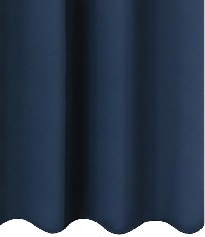 LEMOMO Blackout Curtains 66 x 54 Inch Long Navy Blue Curtains Set of 2 Panels Room Darkening Curtains for Bedroom and Living Room