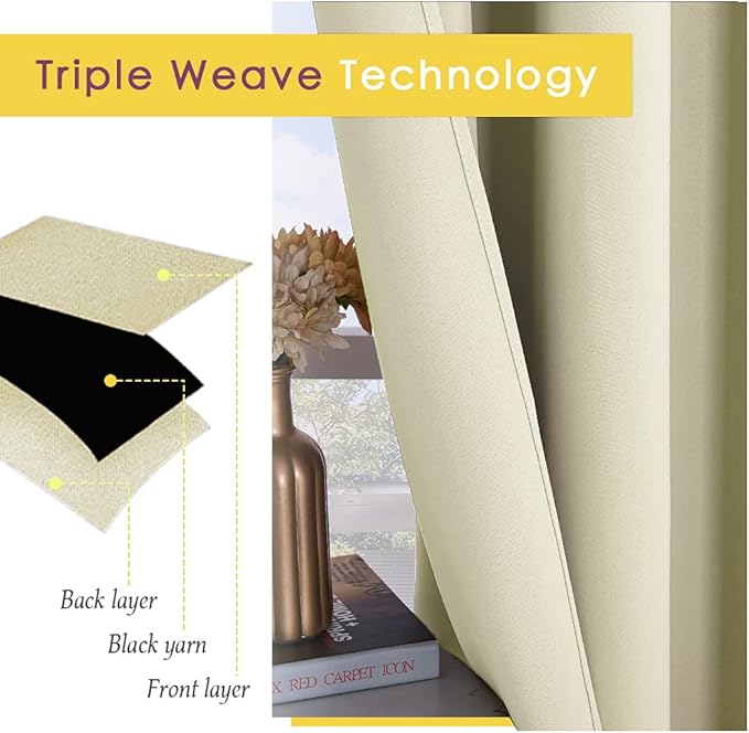 NICETOWN Room Darkening Draperies Window Curtain Panels, Thermal Insulated Grommet Room Darkening Curtains for Bedroom (Beige, 2 Panels, W70 x L72 -inch)