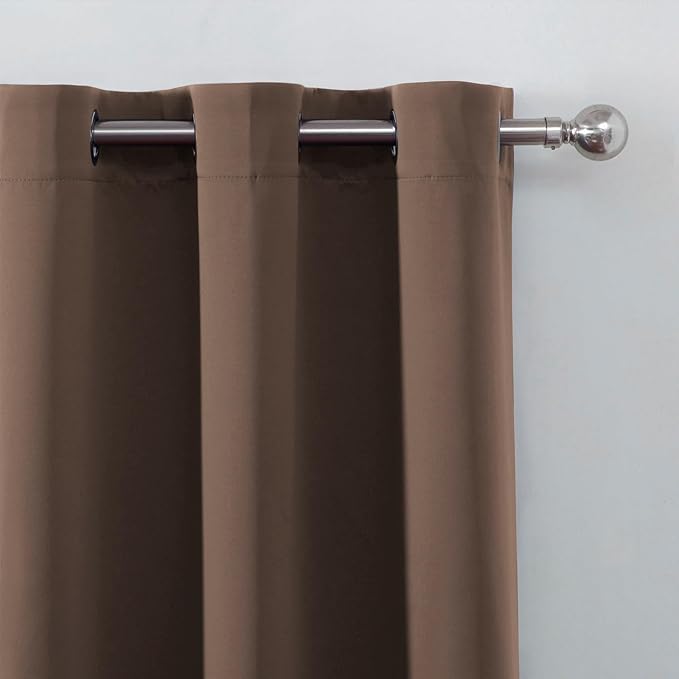 LEMOMO Blackout Curtains 52 x 120 Inch Long Chocolate Curtains Set of 2 Panels Room Darkening Curtains for Bedroom and Living Room