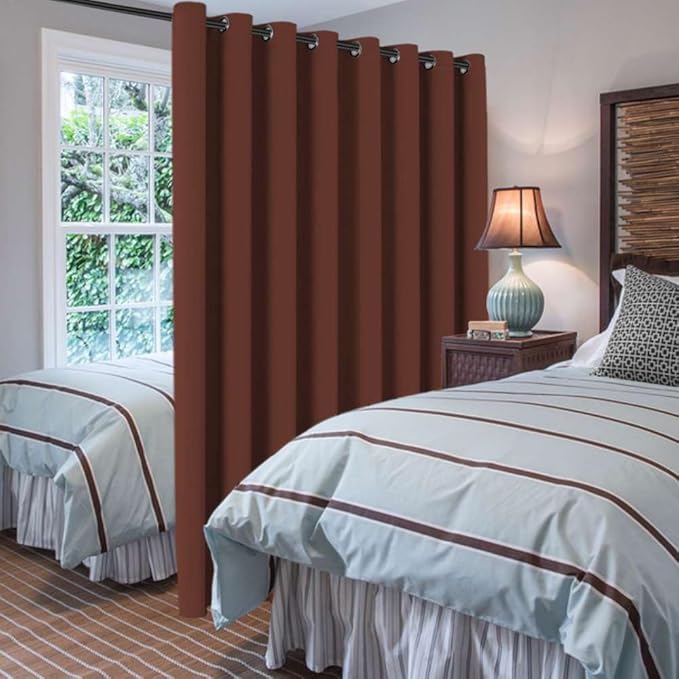 H.VERSAILTEX Blackout Patio Curtains 100 x 84 Inches for Sliding Door Extral Wide Blackout Curtain Panels Thermal Insulated Room Divider - Grommet Top, 7' Tall by 8.5' Wide - Rust