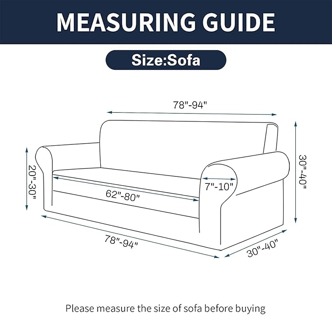 Cupuamon 2026 New Stretch Sofa Slipcovers Couch Cover for 3 Cushion Furniture Protector Sofa Covers with Elastic Bottom Jacquard Fabric Small Checks for Pets, Kids -Sofa, Navy