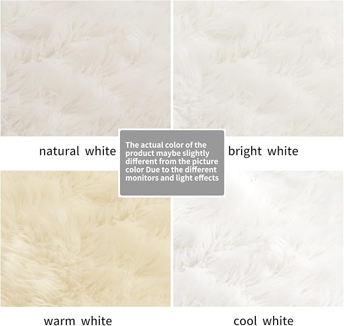 Ciicool Ultra Soft Faux Sheepskin Fur Rug Fluffy Rug for Bedroom Fuzzy Carpet for Living Room Kid's Room Nursery Decor, White 2 x 6 Feet