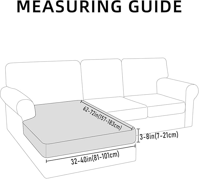 hyha Waterproof Sectional Couch Covers, Non Slip Sofa Couch Cushion Covers L Shape, Thick Stretch Jacquard Fabric, Washable Sofa Slipcovers with Elastic Bottom (1 Piece for Chaise XL, Blue)