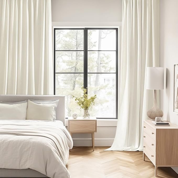 MIULEE Cream Back Tab Blackout Curtains 84 Inch Length 2 Panels Set for Living Room Bedroom Privacy, Rod Pocket/Pinch Pleat Thermal Insulated Room Darkening Pleated Light Blocking Drapes
