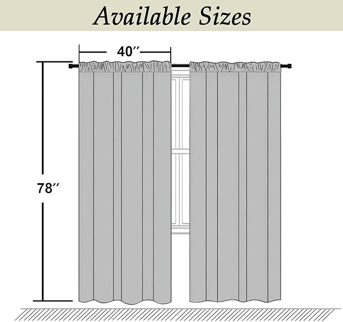 Simplebrand Ava Ever Green Blackout Curtains for Bedroom, 78 Inch Length, 2 Panels Set, Privacy Thermal Insulated Rod Pocket Window Curtains for Patio, French Door, W40 x L78 Inch