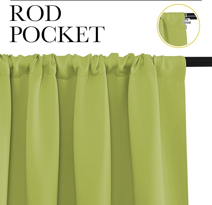 NICETOWN Blackout Curtains for Living Curtains, Fresh Green, 1 Pair, 34-inch W x 84-inch L, Home Decorations Thermal Insulated Solid Pole Top Blackout Drapes for Living Room