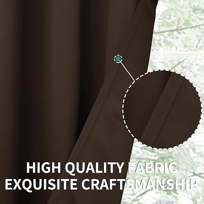 BGment Blackout Curtains for Bedroom - Grommet Thermal Insulated Room Darkening Curtains for Living Room, Set of 2 Panels (52 x 95 Inch, Brown)