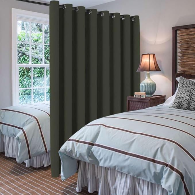 H.VERSAILTEX Blackout Patio Curtains 100 x 96 Inches for Sliding Door Extral Wide Blackout Curtain Panels Thermal Insulated Room Divider - Grommet Top, 8' Tall by 8.5' Wide - Olive