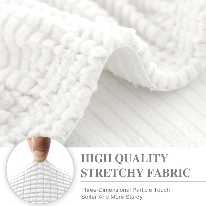 Couch Cushion Cover Chaise Lounge Cover Washable Separate Seat Chaise Couch Cover Stretch Sectional Sofa Slipcover(1 Piece for Chaise or Sofa 3-Seater, White)