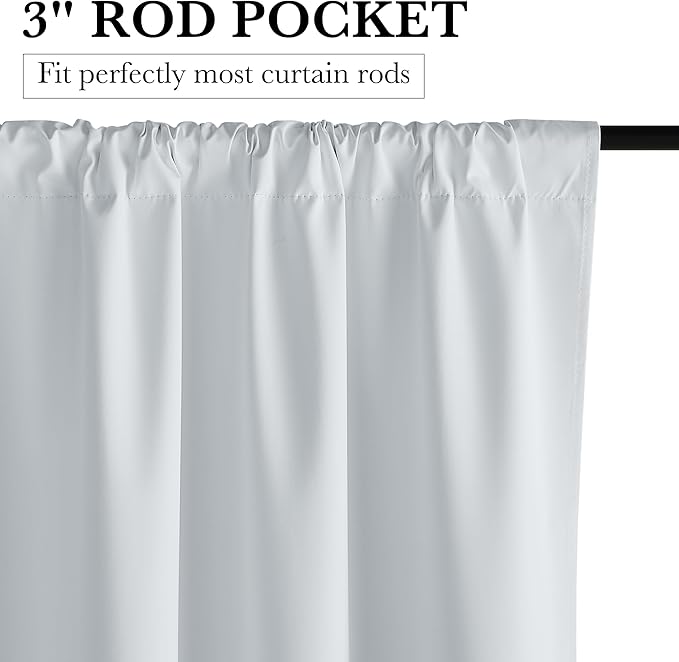 RYB HOME White 100% Blackout Curtains, Thermal Insulated Heat & UV Blocking Total Room Darkening Privacy Drapes for Bedroom Dining Living Room, Width 42 by Length 72, White, 2 Panels