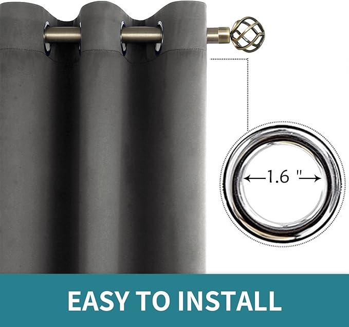 BGment Blackout Curtains - Grommet Thermal Insulated Room Darkening Bedroom and Living Room Curtain, Set of 2 Panels (42 x 84 Inch, Dark Grey)