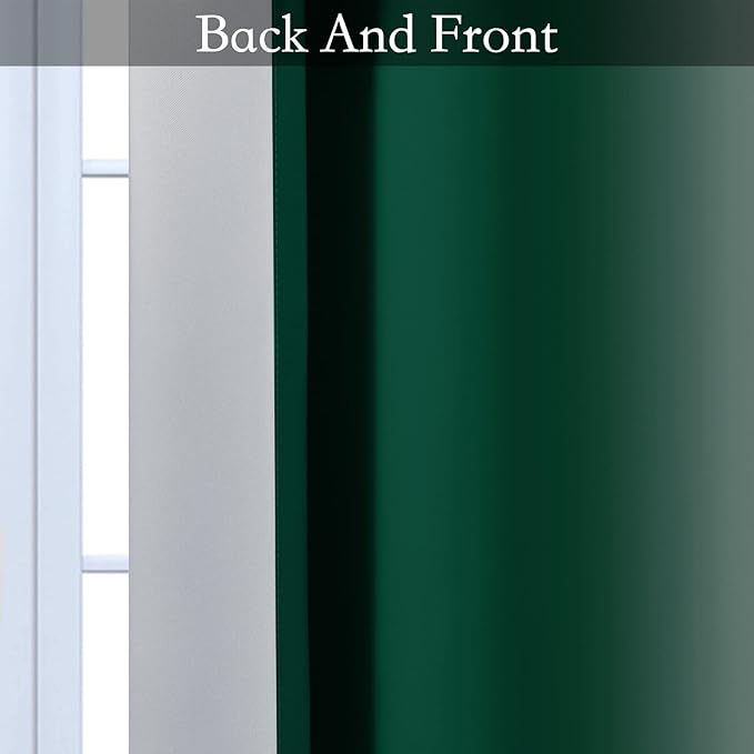 SimpleHome Ombre Room Darkening Curtains for Bedroom, Gradient Dark Green to Grey White Light Blocking Thermal Insulated Grommet Window Curtain/Drapes for Living Room,2 Panels, 52x84 inches Length