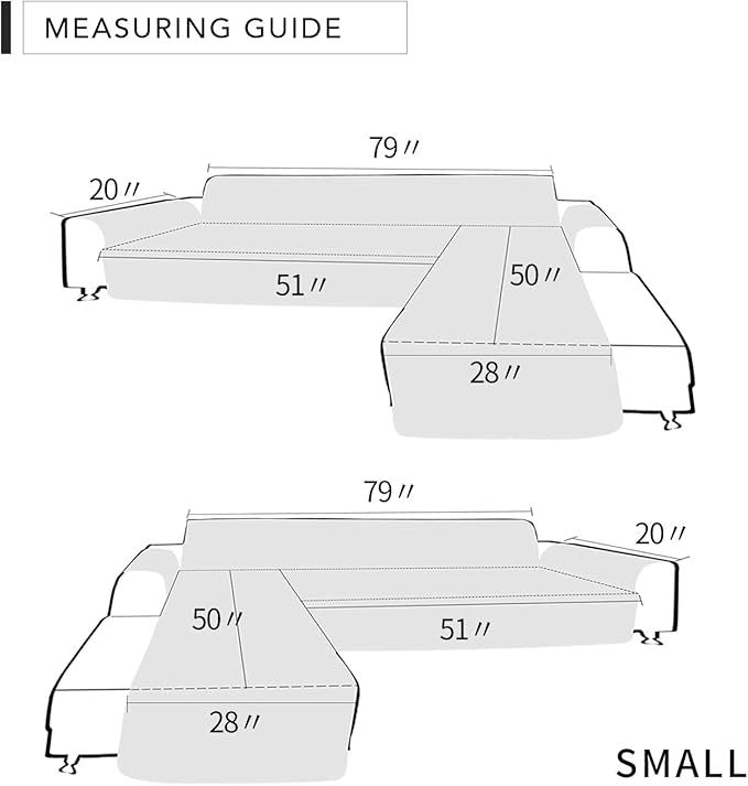 Easy-Going L Shape Sofa Slipcover - Reversible Sectional Couch Cover - Furniture Protector for Pets & Kids (Small, Black/Black)