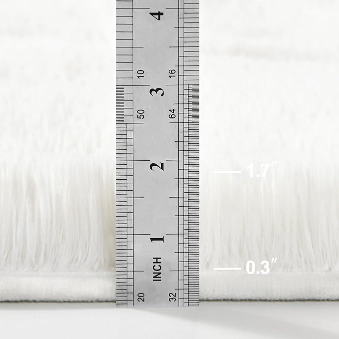 Deerhoo Large Shag Area Rugs 6 x 9, Plush Fuzzy Rugs for Living Room, Ultra Soft Fluffy Furry Rug for Bedroom, Indoor Carpet Nursery Rugs for Kids Room Home Decor, White