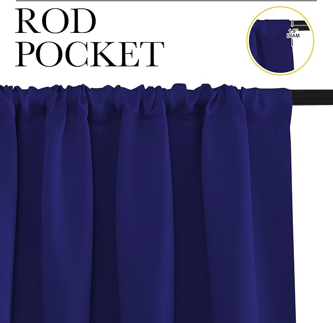 NICETOWN Blackout Curtains for Living Curtains, Navy Blue, 1 Pair, 34-inch W x 84-inch L, Home Decorations Thermal Insulated Solid Pole Top Blackout Drapes for Living Room