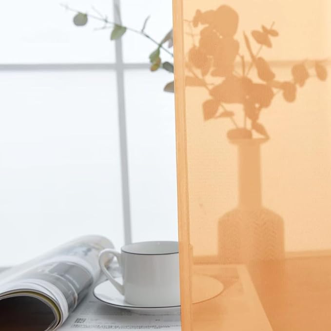 SpaceDresser Basic Rod Pocket Sheer Voile Window Curtain Panels Beige 1 Pair 2 Panels 52 Width 36 Inch Long for Kitchen Bedroom Children Living Room Yard（Beige, 52W x 36L）