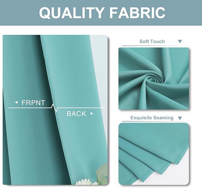 ChrisDowa Blackout Curtains 80 inches Long for Bedroom - 2 Panels Set Grommet Thermal Insulated Room Darkening Curtains for Living Room (Aqua, 52 x 80 Inch)